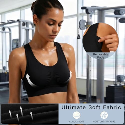 Image of Onory 3 Pack Sports Bras for Women Wirefree Padded Workout Yoga Gym Fitness Bra Medium Support