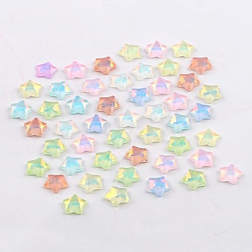 Miniatura 7 de 50 dijes de uñas Kawaii de estrella moca de 0.236 pulgadas para uñas, mini estrellas 3D, diamantes de imitación de uñas con parte trasera plana para