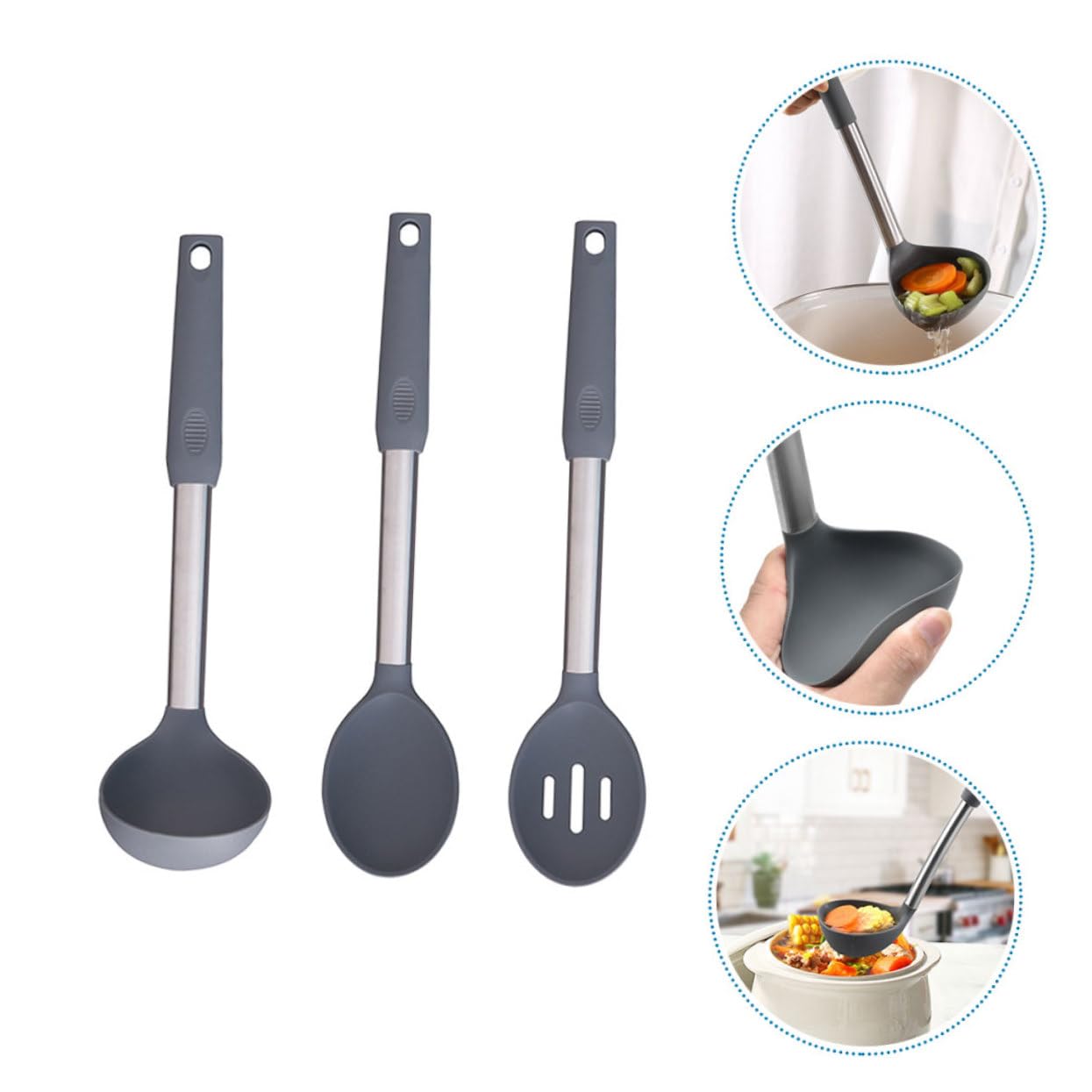 Gatuida Cucchiai da Cucina in Silicone Mestoli per Zuppe e Porridge Utensili da Cucina Antiaderenti e Facili da Pulire
