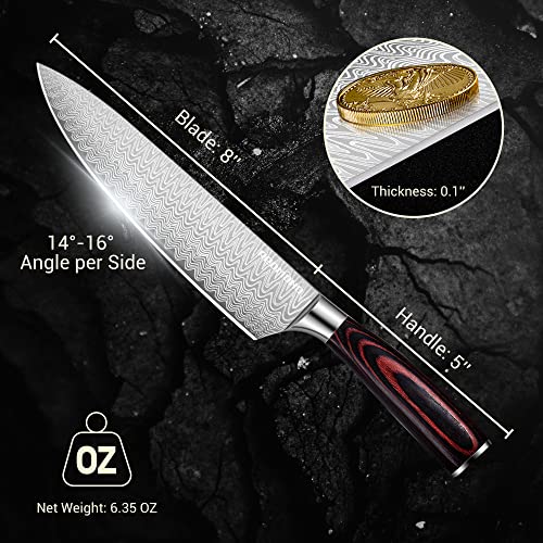 Redmond Chef Knife 8 Inch Kitchen Knife Super Sharp Chefs Knives High Carbon Stainless Steel Cooking Knife With Gift Box & Ergonomic Handle #TOP4