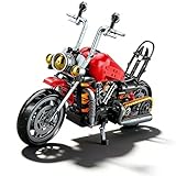 Ebortsin Technik Chopper Motorrad Klemmbausteine, Ideas Motorrad Bausteine zum Bauen & Ausstellen, 1:8 Retro Motorrads Modellbausatz für Erwachsene, Heim Büro Dekor Geschenk (600+ Teile)