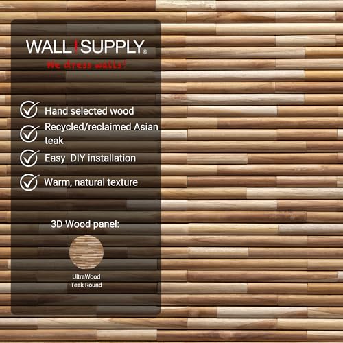 Wall!Supply 3D Wall Panels – Reclaimed Rounded Asian Teak Wood – Home Decor Wallpaper Alternative for Living Room, Bedroom & Office – Easy DIY Installation – 10 Pack, Covers 9.68 Sq Ft by Wall!Supply - Image 3