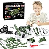 Ferthor Fun Metal Building Military Series Assembly Toys for Kids,Erector Set Military Vehicles Mode