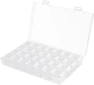 Gospire 28 Grid Diamond Painting Box - Clear Plastic Craft Storage Container With Lids