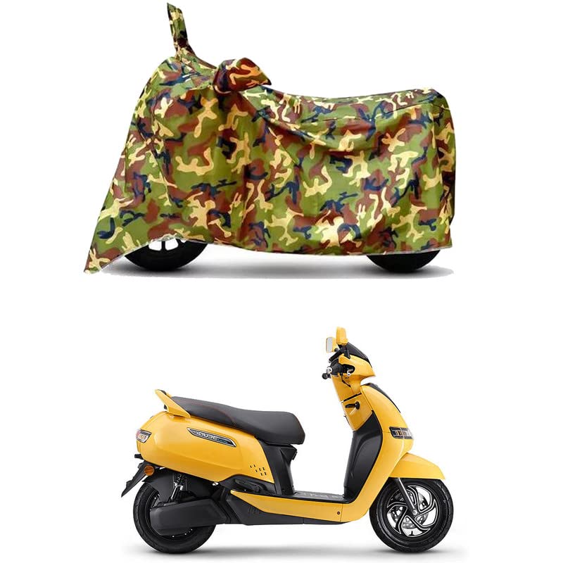 Image of Waterproof 100% PVC Coated Bike Scooty Two Wheeler Body Cover Compatible for TVS iQube Electric ST /UV-Rays /Heat Protection /Birds Dropping /Scratchproof /Dust Proof [6X6 Jungle Print]