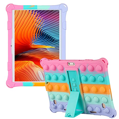 Tablet Case for 10 inch/10.1 inch, Universal Tablet Protective Cover, Compatible with Zonko, qunyiCO, MEIZE, PRITOM, FEONAL, ANTEMPER, MARVUE, Dragon Touch, Winsing, FANGOR, ZZB Tablet (Rainbow Pink)