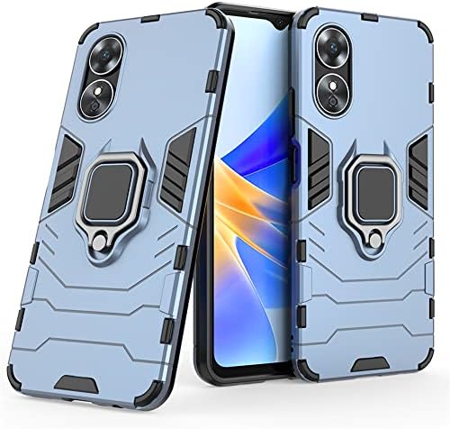 RankOne Custodia Con Anello E Finestra Scorrevole Per OPPO A58 (4G) – Anti-caduta Blu - 4
