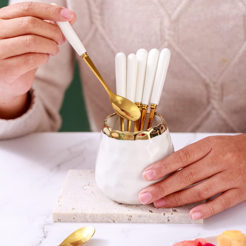 5/6 Pieces Gold Stirring Teaspoons Stainless Steel Mini Coffee Spoon Set Ice Cream Cake Dessert Spoon Mirror Kitchen Utensils - 15 - View #8