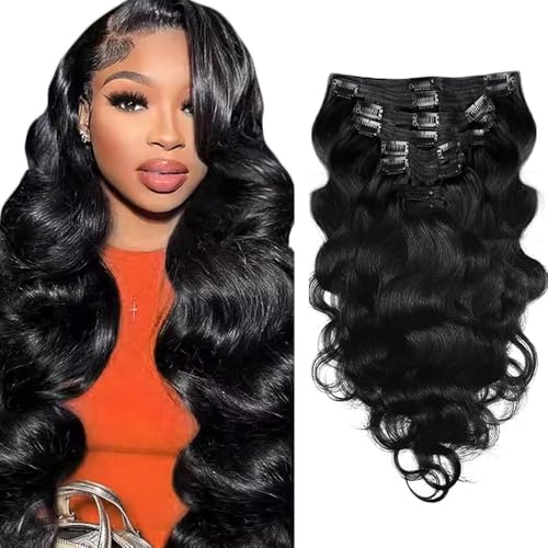 Amiliya #1B Natural Black Body Wave Clip In