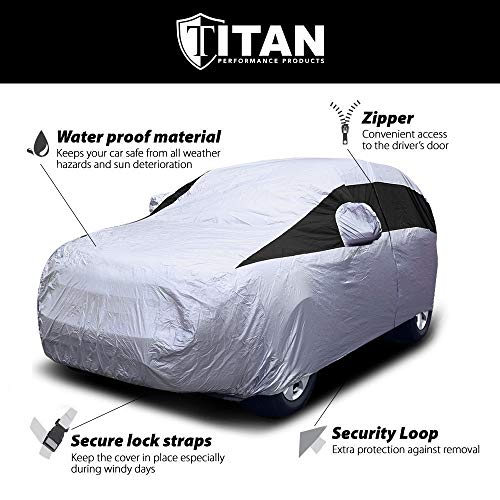 Titan Lightweight Car Cover. Mid-Size SUV. Compatible with Ford Explorer, Jeep Grand Cherokee, and More. Waterproof Cover Measures 206 Inches and Includes a Driver-Side Door Zipper. - Thumbnail 6