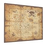 WONDERTIFY Pirate Treasure Map Painting Ruined Old Parchment Canvas Wall Art For Home/Office/Living Room/Bedroom Artwork Decor 16X20 Inch Yellow