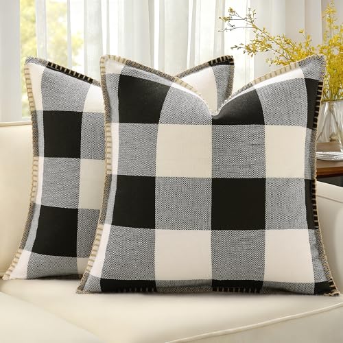 decorUhome Spring Buffalo Plaid Check Throw Pillow Covers 18x18 Set