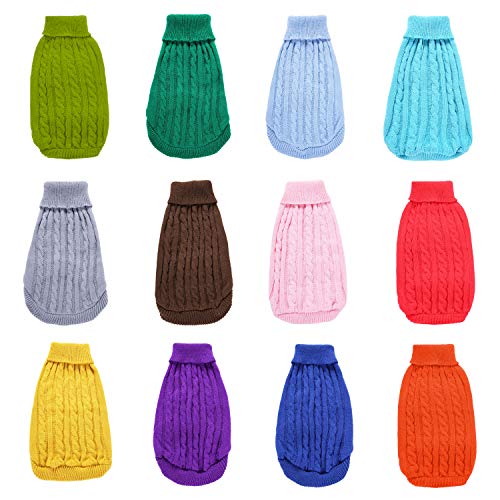 Image of Dog Sweater Soft Warm Turtleneck Knitted Clothes for Small Medium Large Pet | Comfy Wool Knit, Turtleneck & Classic Design, Easy on /off, Warm Winter Girls Boys Dogs Christmas Sweaters, Light Green, 3XL