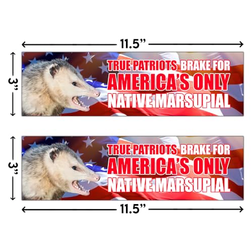 Image of [11.5 inchx3 inch] Possum Bumper Stickers - Large Size True Patriots Brake for America's Only Native Marsupial Opossum Sticker Funny Bumper Stickers, US Flag Patriots Vinyl Decal For Car Window Vehicle