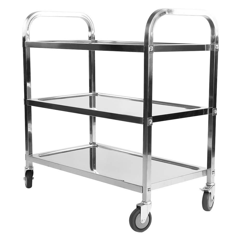 3 couches, Carrello di Servizio, Carrello in Acciaio Inossidabile, Ideale per alberghi, ristoranti e Case di Cura, 95 * 50 * 95cm