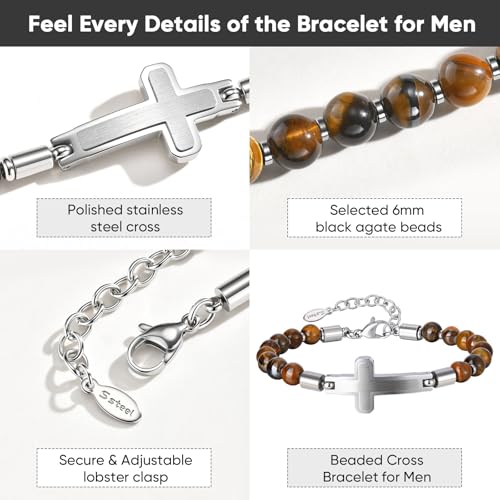 Pulsera cruz cristiana ajustable para hombre miniatura 4