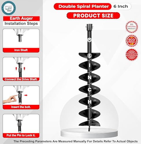 Image of DVI Universal Double Spiral 6 Inch Earth Auger Drill Bit /Planter | Fit In Every Type of Earth Auger | Made With High Metal & ISI Approved Pipe For Durablity | For Digging Holes, Plantation.
