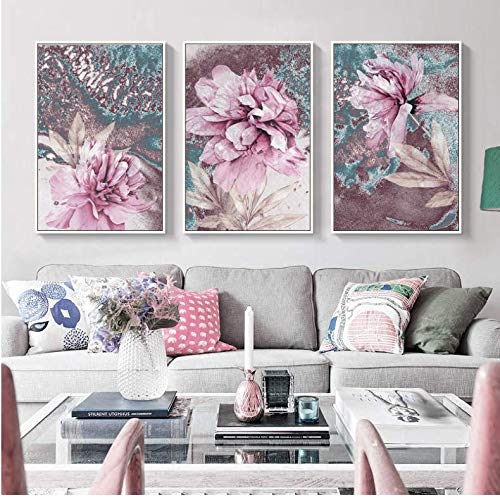 Affiche Peinture Abstraite de Fleurs 50x70cm Décoration Murale Maison