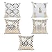 Kemelo 5 Pezzi Fodera per Cuscino con Stampa in Lamina d'oro a Righe Fodera per Cuscino Lucido con Ananas Decor Gold + White Blending Cushion Cover