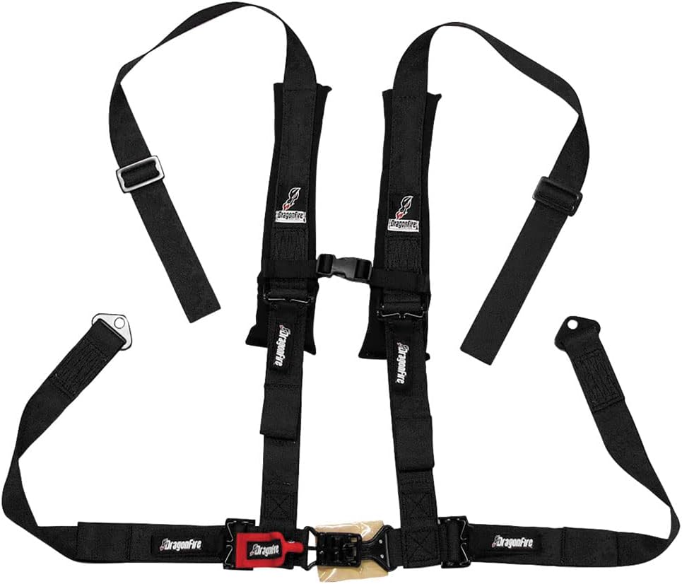 Dragonfire Racing 4-Point H-Style Safety Harness w/Sternum Clip 2" Black for Polaris SPORTSMAN ACE 500 2017-2018