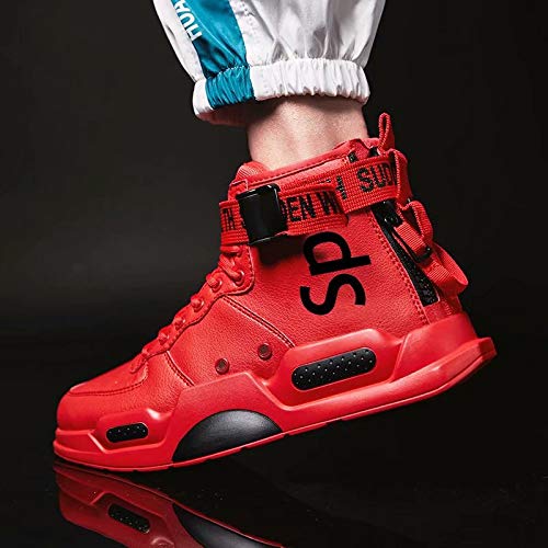 Fushiton Mens High Top Trainers Fashion Sneakers for Men Freestyle Hi-Top Walking Jogging Athletic Fitness Outdoor Shoes Red - Image 4