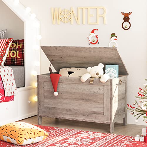 Hoobro Storage Chest, Retro Toy Box Organizer With Safety Hinge, Sturdy Entryway Storage Bench, Wooden Look Accent Furniture, Easy Assembly, Greige Bg75Cw01G1 #TOP2