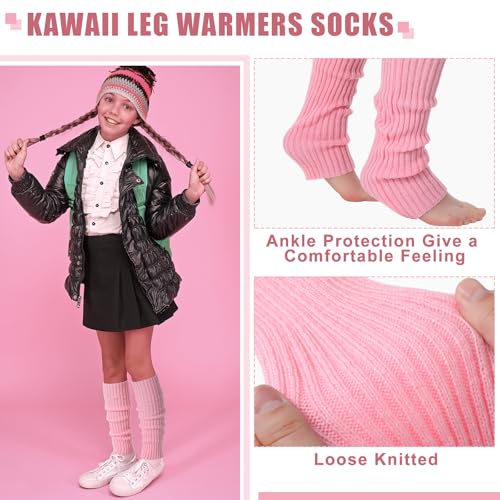 Image of Sintege 6 Pairs Kawaii Leg Warmers Japanese Style Knitted Loose Socks Leg Warmers for Girls Women Lolita Costume School