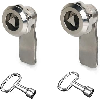 Triangle Lock Electric Meter Box Latch with Triangle Key Stainless Steel Gas Meter Locks Threaded Mailbox Cabinet Drawer Furniture Lock Silver Pack of 2