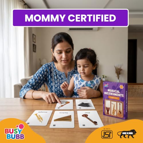 Image of Musical Instruments Flash Cards | 36 Laminated Cards | Age Group: 2-4 Years | Science Educational & Fun Activity for Kids