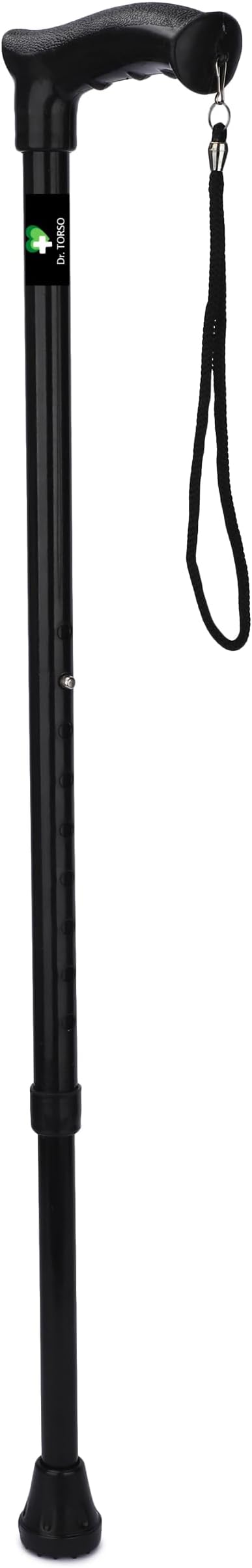 All New Walking Stick with Adjustable Height | Anti-Slip Base for Patients, Old People or Physically Challenged (Black) Steel