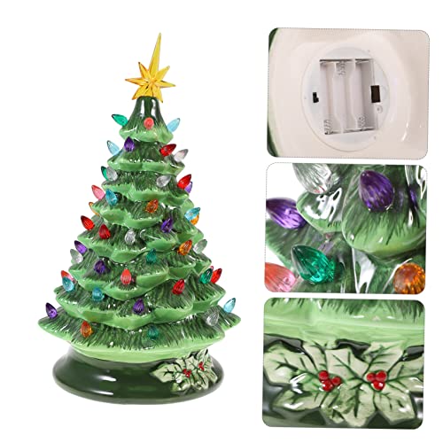 GOOHOCHY Árvore De Natal De Cerâmica Iluminada Árvore De Cerâmica Adorno De Festa De Natal Enfeite D