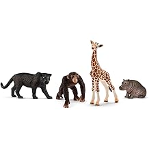 Schleich Wild Life - 4 PC Safari Animals Figurines Set with Lion, Zebra, Monkey and Elephant Toys - Realistic African Animal Figures Playset for Boys and Girls - Educational Toys for Kids Ages 3