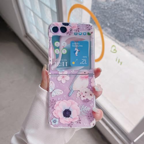 Étui Samsung Z Flip 5 transparent à bracelet floral idéal pour vos sorties et selfies