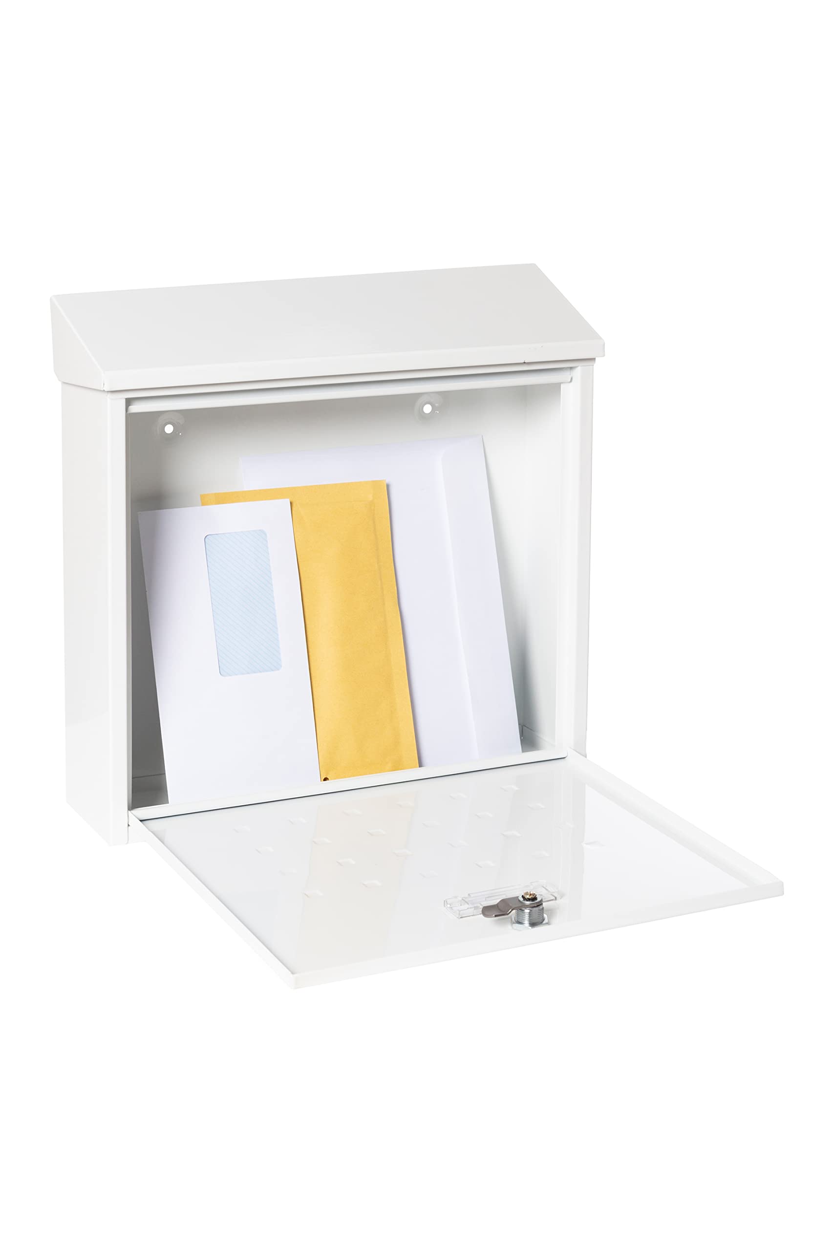 ARREGUI Premium Maxi E5611 Buzón Exterior de Acero, Tamaño L (Revistas, Sobres C4), Gran Capacidad, Buzón de Correo Individual, Buzón de Pared Grande, Antilluvia, Fácil de Instalar, Blanco