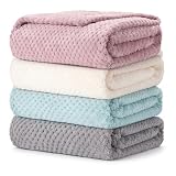 HFZCV 4er Set Hundedecken Katzendecken 70x100cm,Weiche Doppelseitige Haustierdecken für Sofas, kleine Kuscheldecke Fleece Haustier Decken für Sofa, Büro (Altrosa, Weiß, Blau, Grau)