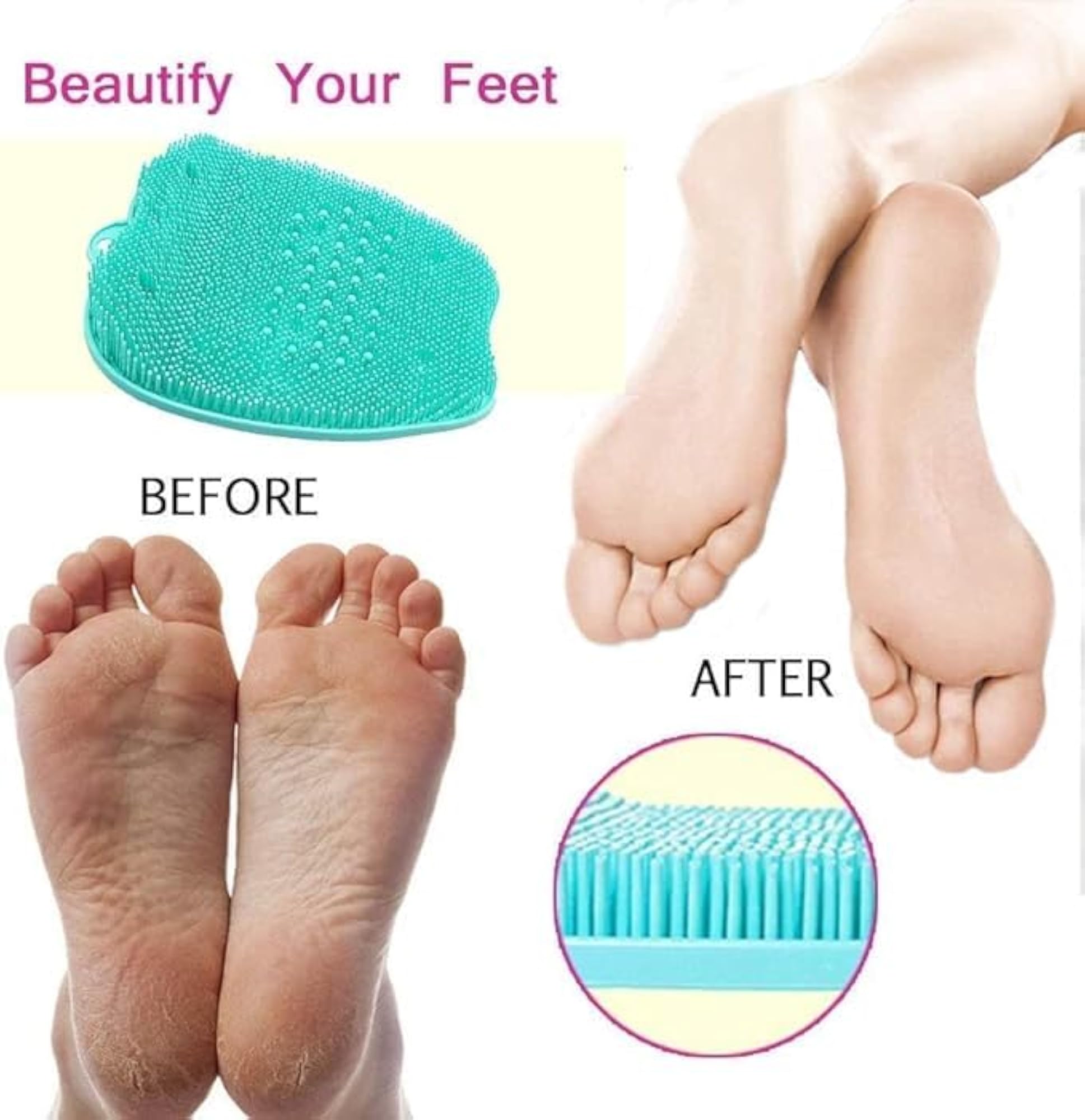 Shower Foot Massager Scrubber, Non-Slip Silicone Brush