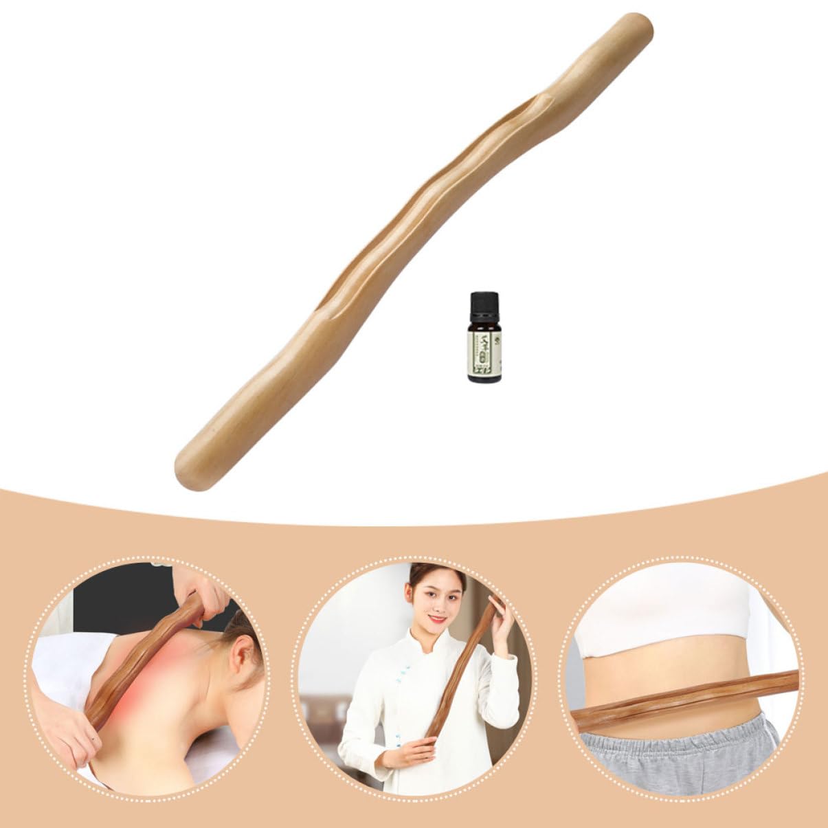 BESTYASH Massaggiatore per Schiena in Legno Leggero e Resistente, Bastone da Massaggio Pratico senza Sbavature, per Ufficio e Viaggio Stile Casuale