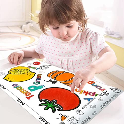 Rolo para Colorir,Colorir Educacional Instrucional para Crianças - Rolo Pintura Frutas Vegetais Para