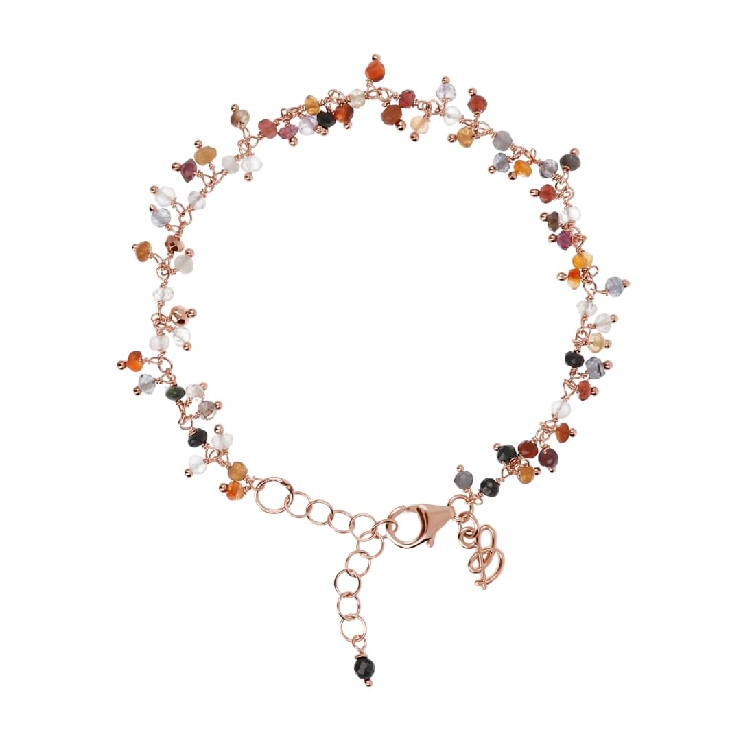 BRONZALLURE Bracciale Donna placcato Oro 18k – Bracciale con Charms in Quarzo Multicolore – Gioielli Made in Italy – Braccialetto Idea Regalo Compleanni, Anniversari, Festa Donna, Festa Mamma