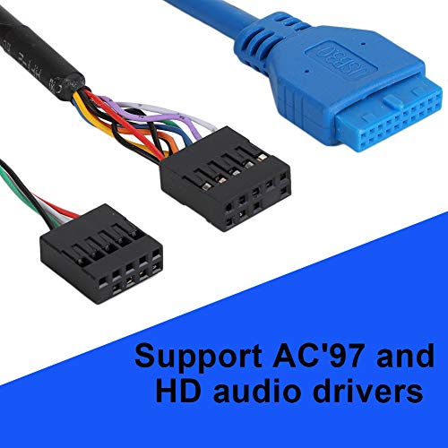 Image of USB 3.0 Dual Port & HD-Audio Front Panel, Computer Expansion Board 2 USB 3.0 Port hubs with 55cm Extension Cable, (Audio & Mic & USB)