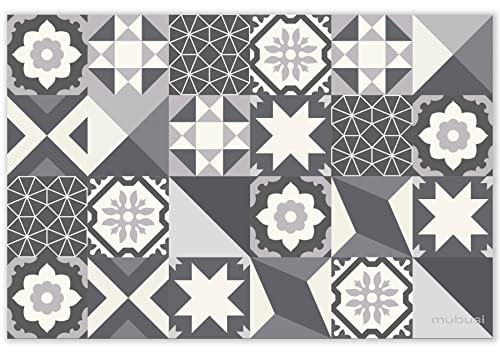 mubusi Tapis Vinyle du Sol Cuisine Salon - Différentes Tailles - (Hydraulique Porto Gris 40x60 cm)