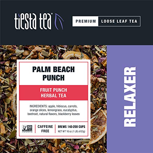 Tiesta Tea - Palm Beach Punch, Loose Leaf Fruit Punch Herbal Tea, Non-Caffeinated, Hot & Iced Tea, 16 Oz Bulk Bag - 200 Cups, Natural, No Sugar, Herbal Tea Loose Leaf Blend #TOP1