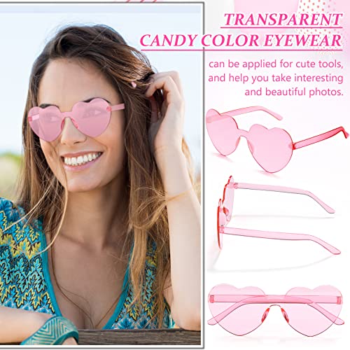 Flutesan 42 Pairs Heart Shaped Sunglasses Bulk for Women Cute Y2k Trendy Rimless Transparent Heart Glasses for Party Favor3