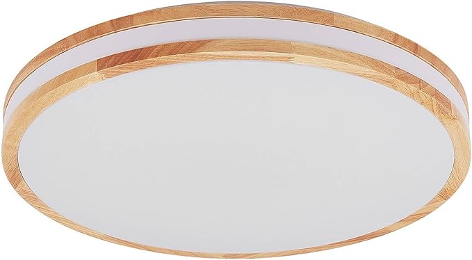 Lindby Lindby LED plafondlamp hout Emiva met afstandsbediening (modern) in Hout licht uit o.a. voor woon-/ eetkamer, inclusief lichtbron - houten plafondverlichting