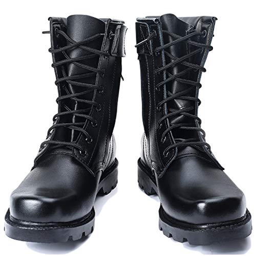 Wygwlg Mens Combat Boots Desert Military Tactical Boots Trekking Training Shoes Durable Safety Shoes High Top Black