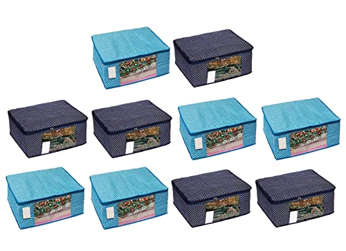 Image of Wardrobe Bag Clothe|Window Cotton|Cotton Saree Cover Closet Orgnizer /Saree Bags for Wardrobe Orgnizer Clothe Covers |Wardrobe Cover|Red Set (Pack of 10, SkyBlue + Blue)