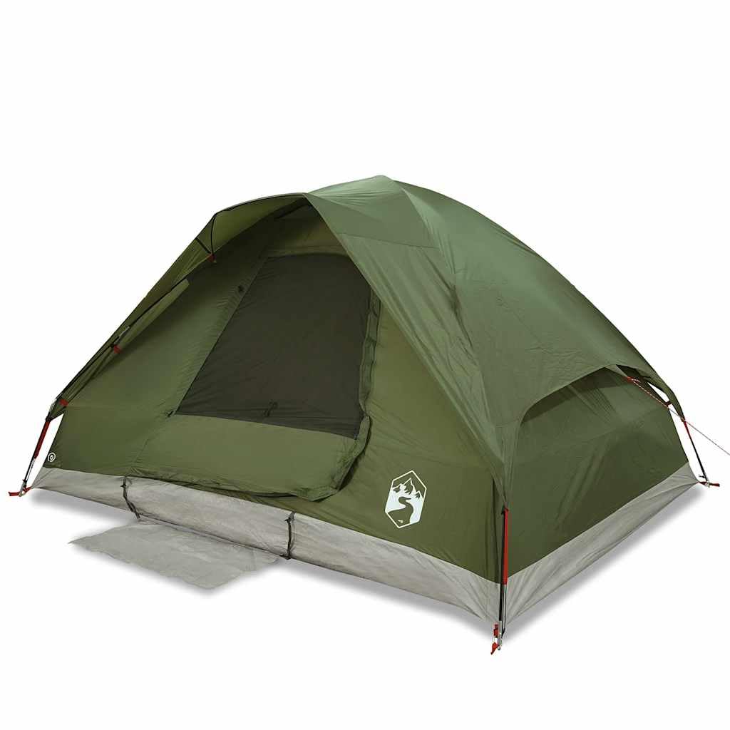 Tienda de campaña 2 personas verde oliva impermeable con doble techo extraíble, poliéster revestimiento de PU, postes de fibra de vidrio ligero, montaje fácil, E-Port para cable