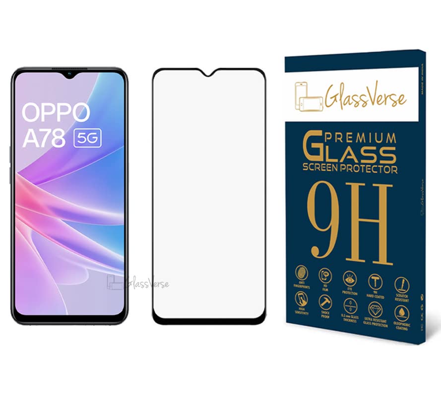 GlassVerse Anti-Shatter Tempered Glass For Oppo A78 5G Smartphone (Pack of 1) With Free Installation Kit Full Screen Coverage If Received Damaged-6.56 Inch