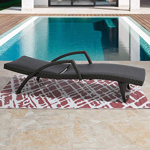 Ulax Lounge Chairs For Outside, Woven Padded Non-Rust Aluminum Chaise, Quick Dry Foam, Adjustable Armed Patio Lounger With Wheels, 2-Pack (Dark Brown) #TOP7