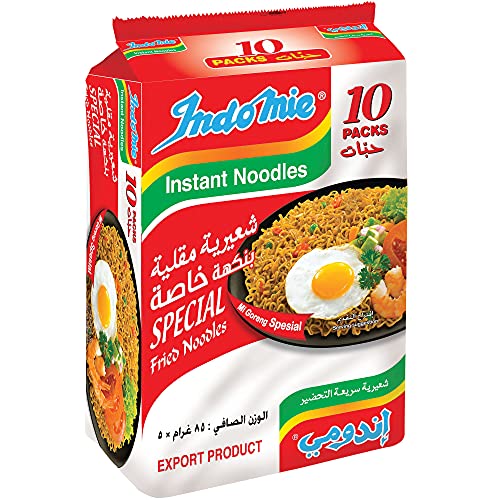 Indomie Special Instant Fried Noodles with Seasoning Powder and Sauce (Pack of 10 - 85 g Each)